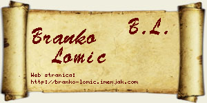Branko Lomić vizit kartica